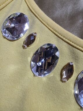 Boston Proper, Size M Yellow Gem-Accented, Rhinestone Tank Top Adjustable Straps